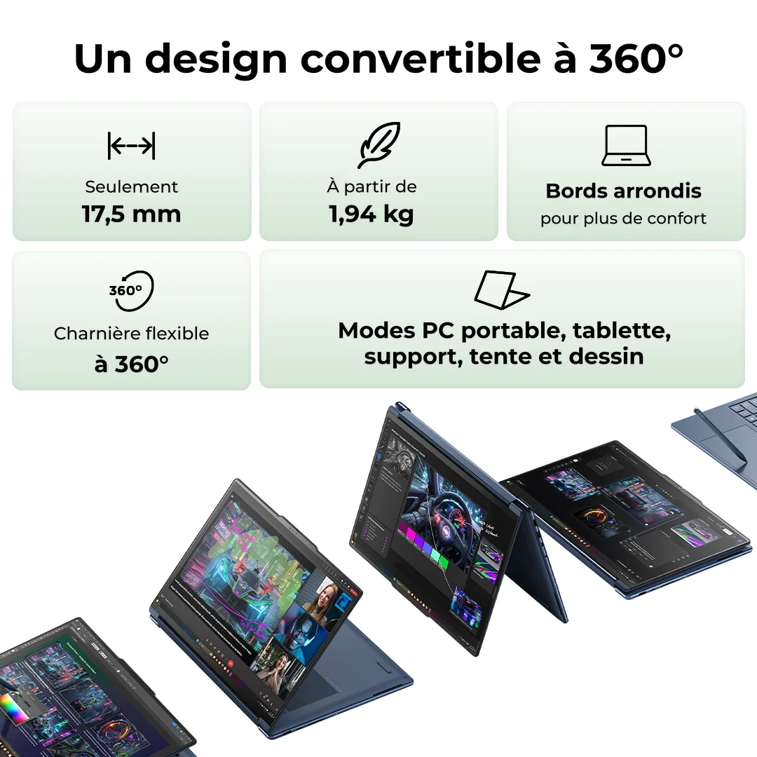 Lenovo Yoga 9 2-in-1 16N1X11 - 16" 2.8K OLED 120Hz RTX Spark N1X PRO 650 32Go 1To W11 — vue 9