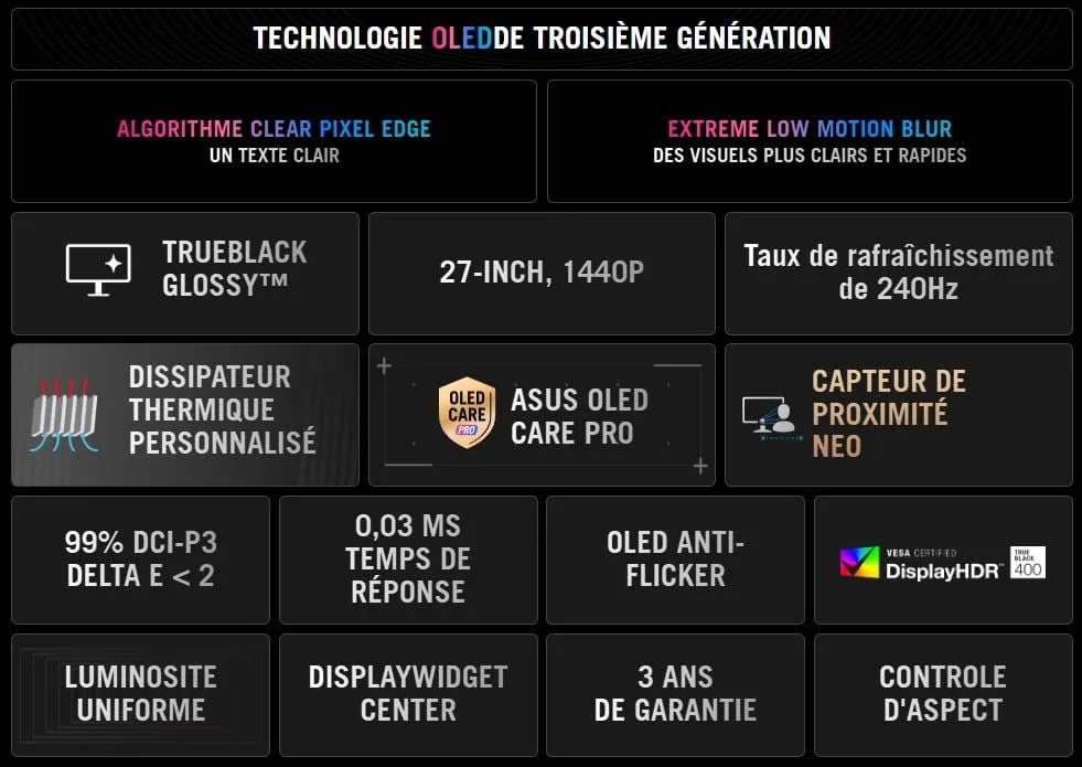Asus ROG Strix OLED XG27AQDMGR - 26.5" WOLED QHD 240Hz G-Sync compatible — vue 7