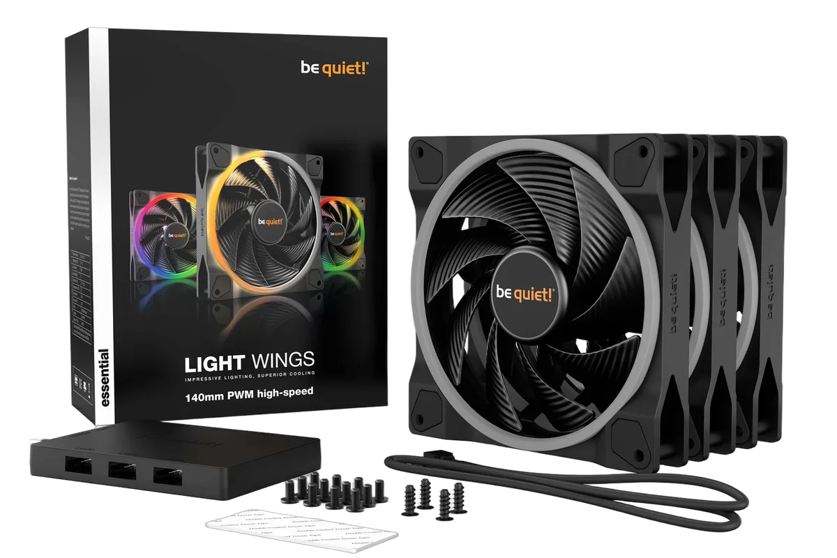 be quiet! Pack de 3 Light Wings 140mm PWM ARGB High Speed — vue 2