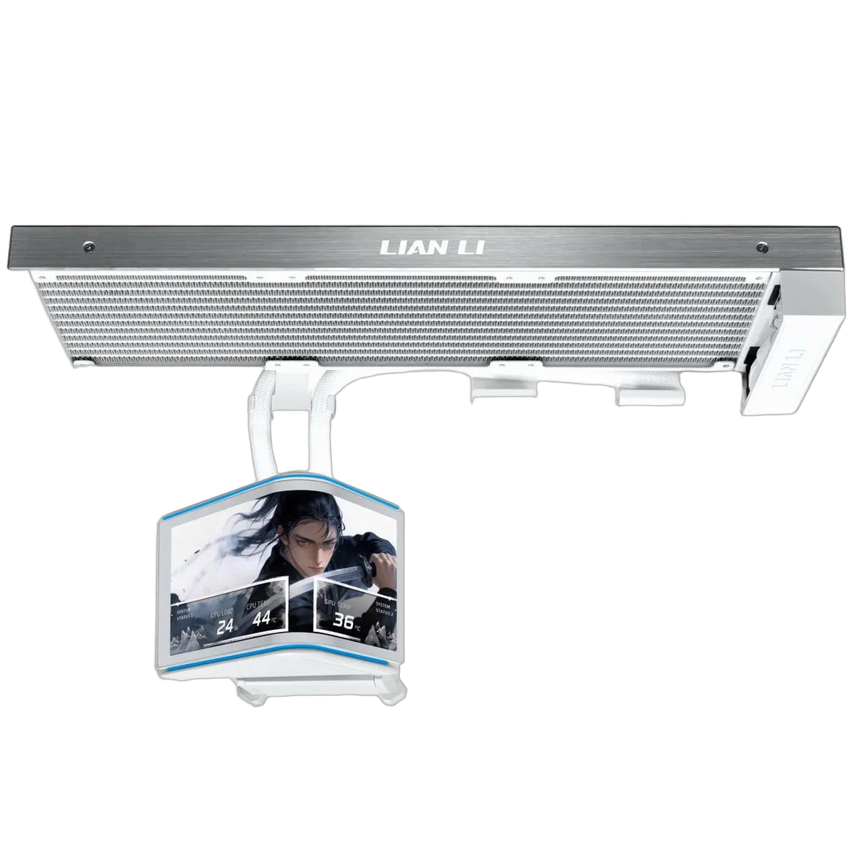 Lian-Li HydroShift II OLED Curved Fanless blanc — vue 3
