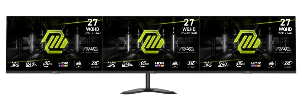 MSI 3 x MAG 274QF X24 - 27" QHD 240Hz FreeSync Premium + Support 3 écrans — vue 1