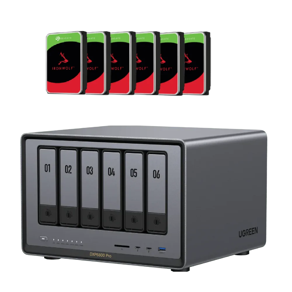 UGREEN DXP6800 Pro - 6 Baies avec 6 disques 12To Ironwolf — vue 1