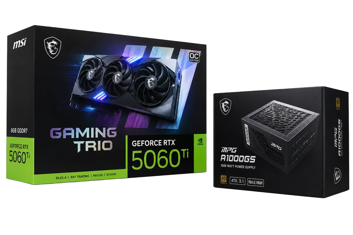 MSI Carte vidéo RTX 5060 Ti 16GB GDDR7 OC Edition + Alimentation MPG A1000GS — vue 1