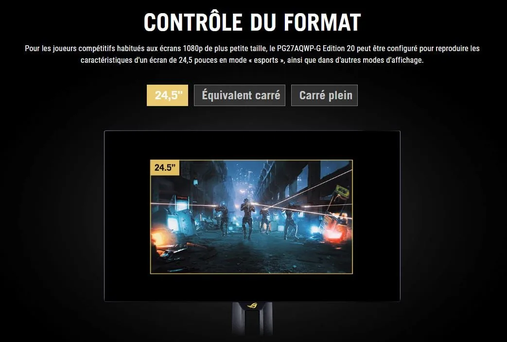 Asus ROG Swift PG27AQWP-G - 26.5" TANDEM WOLED QHD/540Hz ou HD/720Hz G-Sync compatible — vue 9