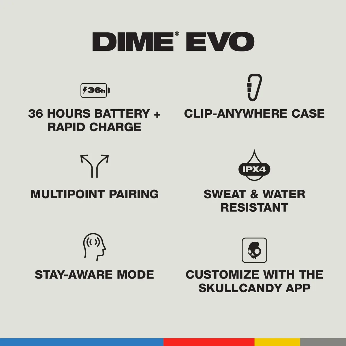 Skullcandy Ecouteurs Dime Evo - Sans-Fil - Blanc — vue 4