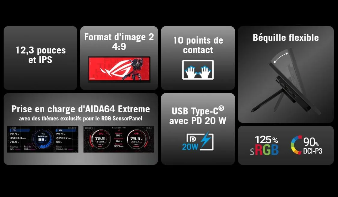 Asus ROG Strix XG129C - 12.3" 1920x720 24:9 Tactile USB-C HDMI — vue 8