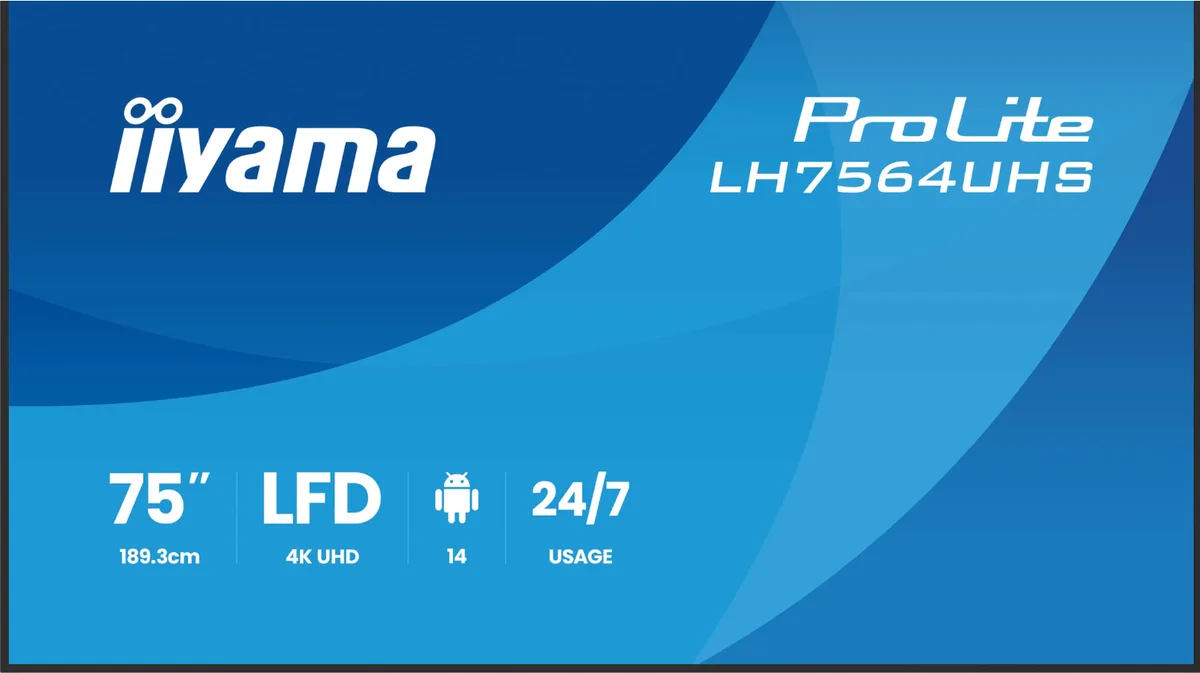 Iiyama LH7564UHS-B1AG - 75" 4K VA 6.5ms Android 14 OS iiShare Wifi — vue 1