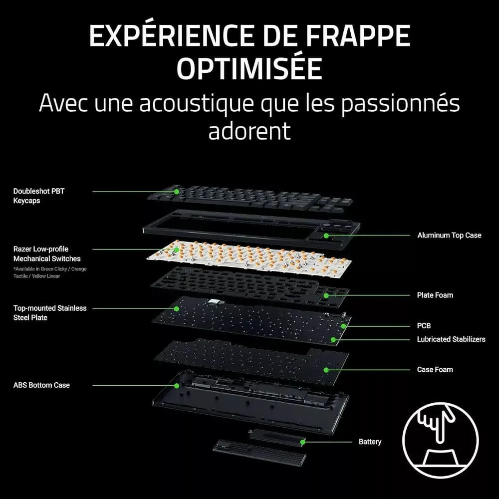 Razer BlackWidow V4 TKL LP - Mécanique (Switch Orange) - Sans-Fil - RGB - Noir — vue 6
