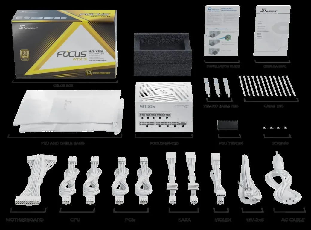 Seasonic ATX 750W 80+ Gold - FOCUS-GX-750-V4-WHITE — vue 9