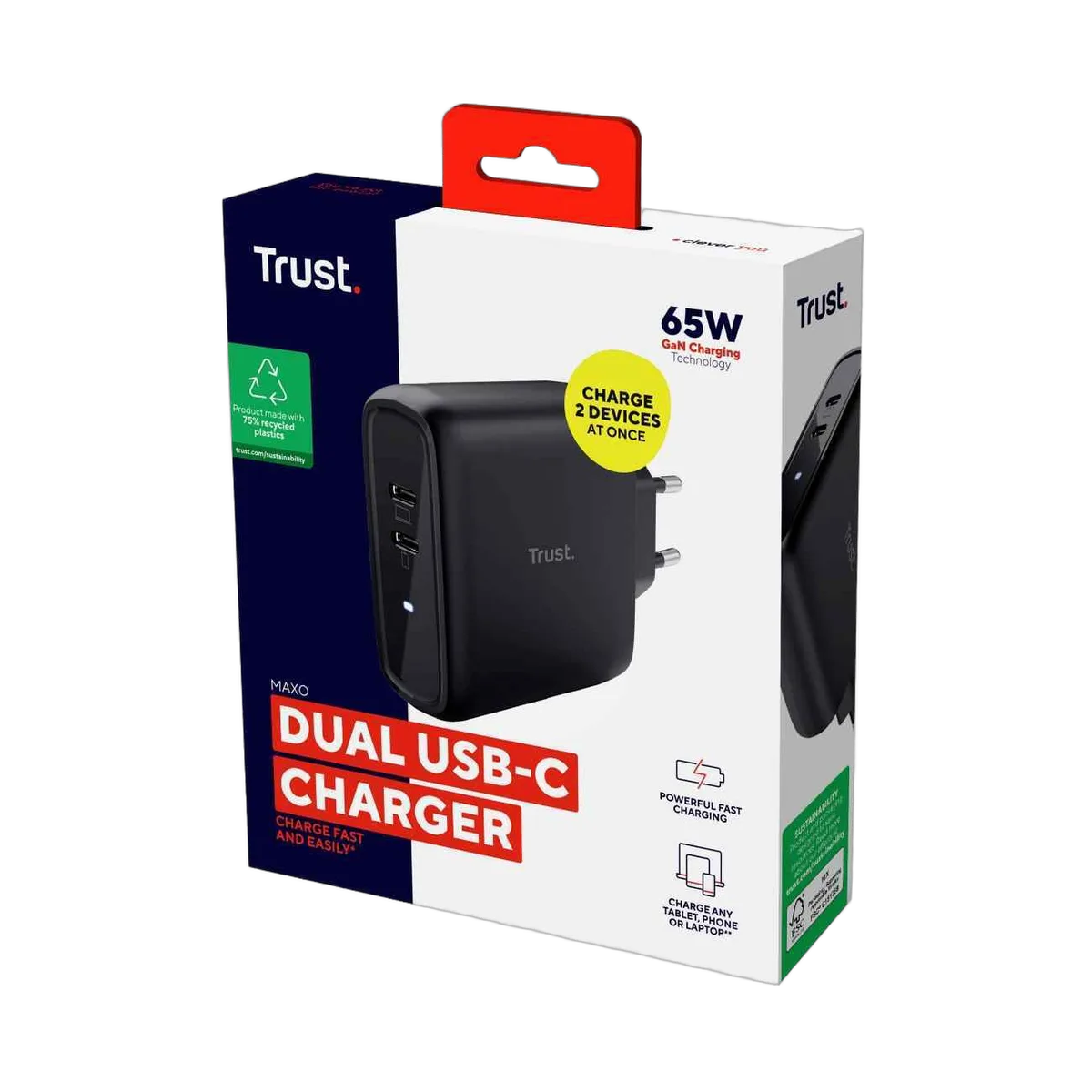 Trust Chargeur universel MAXO 65W - 2 ports USB-C — vue 2