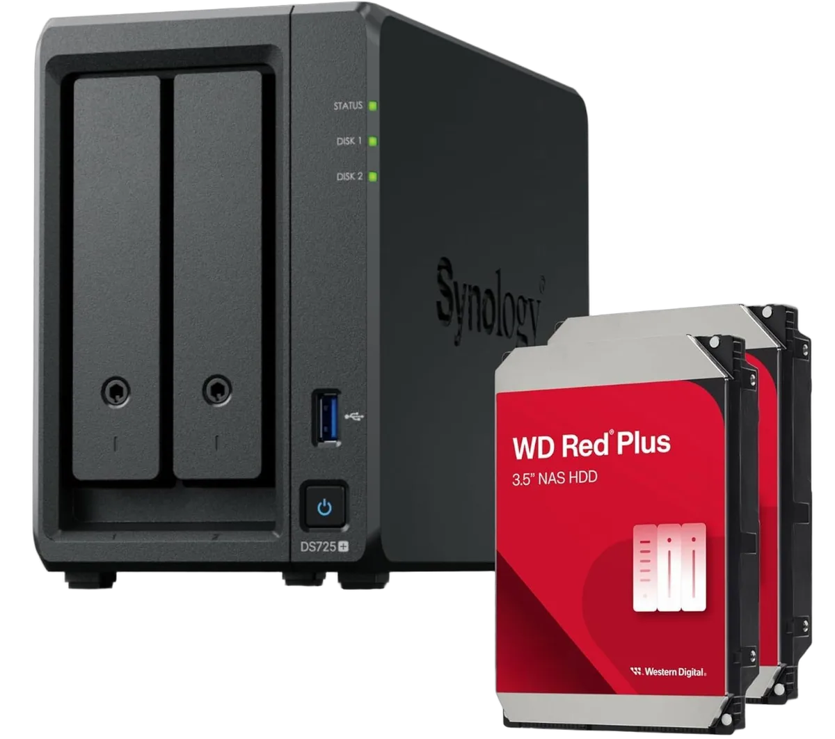 Synology DS725+ - 2 baies avec 2 disques de 4To RED Plus — vue 1