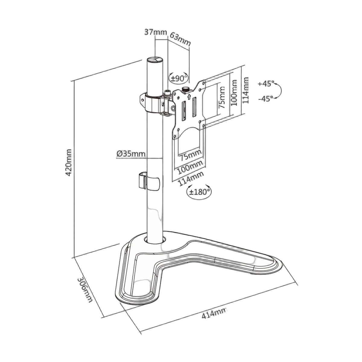 Kimex International Support de bureau pour 1 écran 17" à 32"-Seconde Vie — vue 2