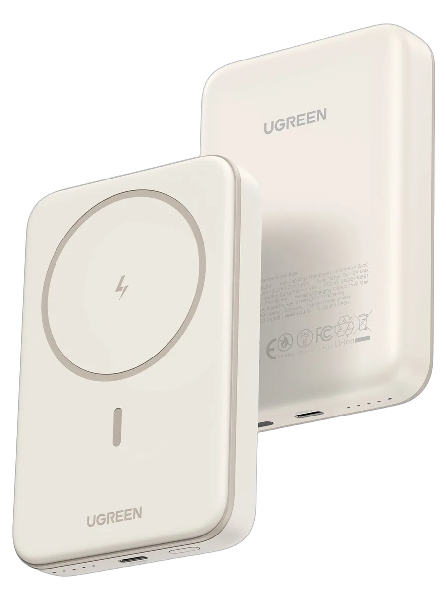 UGREEN Magnétique externe sans fil - 10000mAh - USB-C - 20W - Beige — vue 1