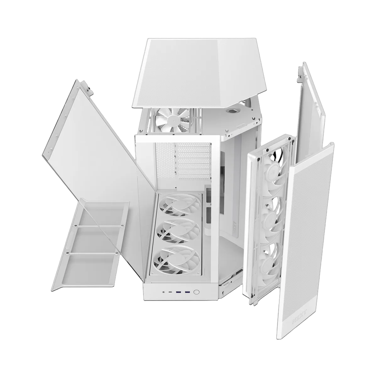 NZXT H9 Flow RGB+ Blanc - MT/Sans Alim/E-ATX — vue 4