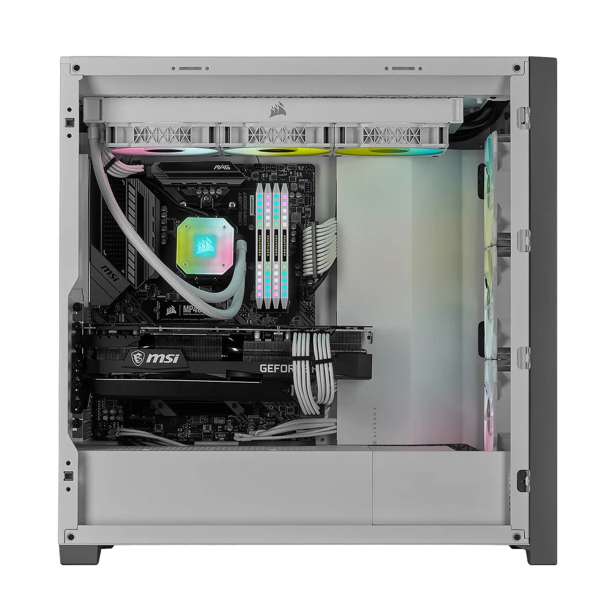 Corsair iCUE 5000X RGB Tempered Glass - White — vue 3