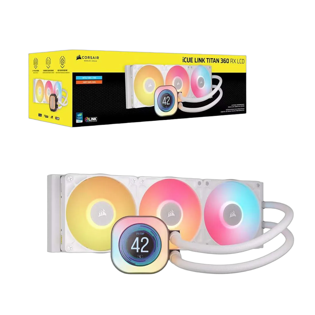 Corsair iCUE LINK TITAN 360 RX LCD Blanc AIO/360mm — vue 4