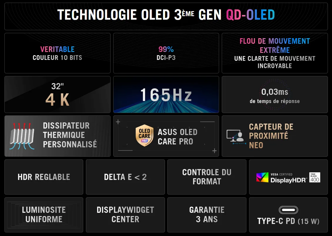 Asus ROG Strix OLED XG32UCDS - 31.5" 4K QD-OLED 165Hz — vue 6