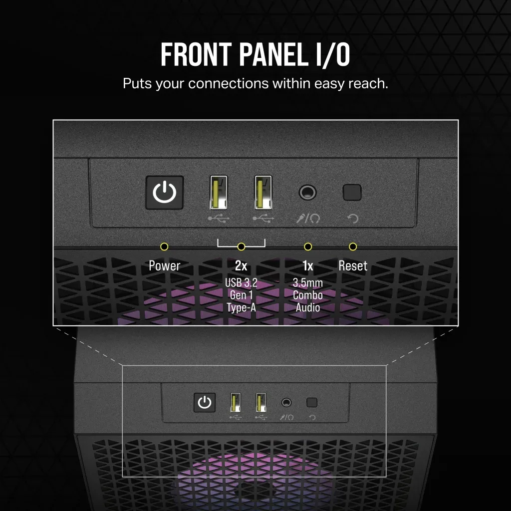 Corsair 3000D Airflow RGB Noir - MT/Sans Alim/ATX — vue 4