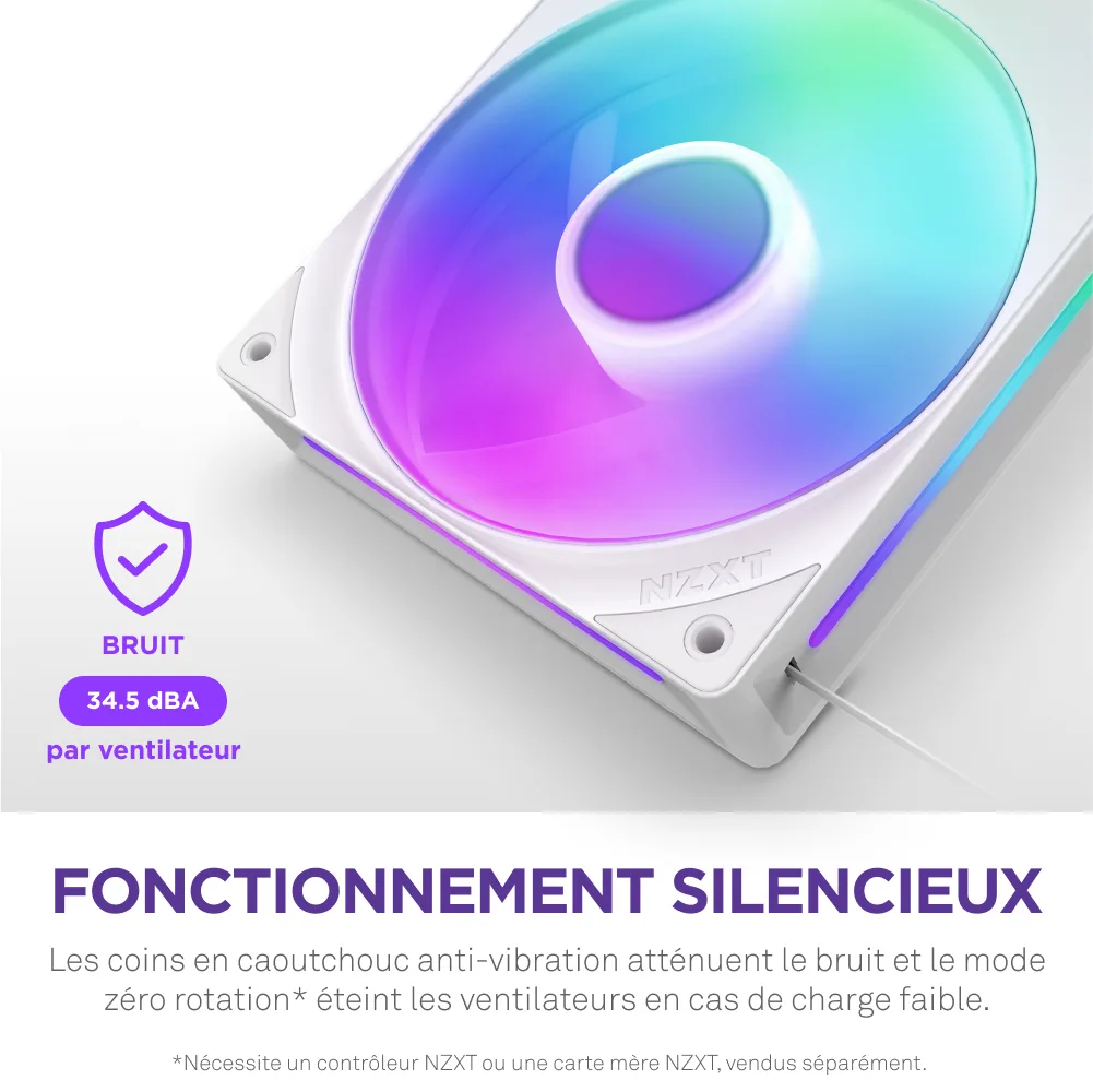 NZXT F420RGB Core Fan (Single Frame) - Blanc — vue 12