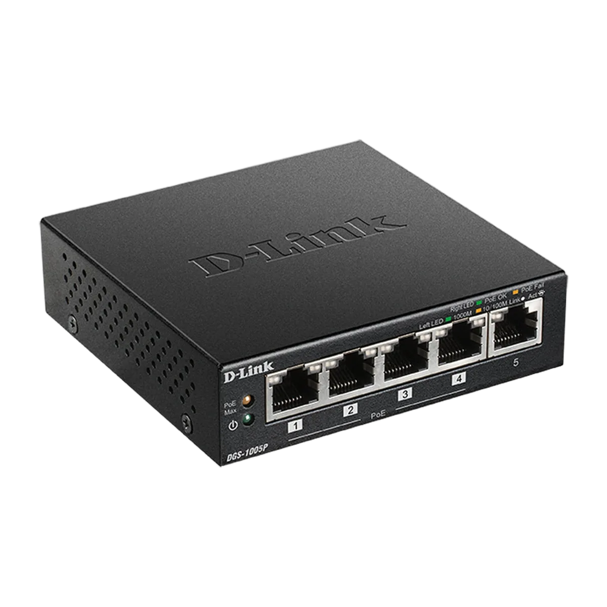 D-Link 5 Ports 10/100/1000Mbps DGS-1005P (4 POE) — vue 3