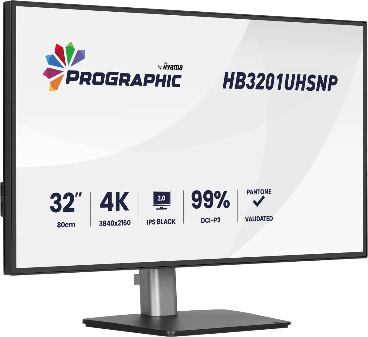 Iiyama ProGraphic - 32" 4K IPS Black 99% DCI P3 USB-C Dock Certifié Pantone — vue 3