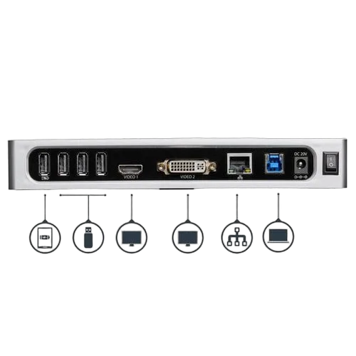 StarTech USB 3 Dual Monitor Dock HDMI DVI/VGA — vue 5