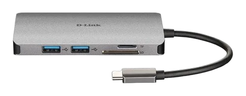 D-Link 8 Ports - USB-C vers HDMI/Eth/USB/USB-C/microSD/SD — vue 3