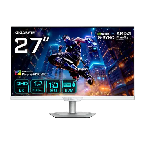 Gigabyte M27Q2 QD ICE - 27" QHD 200Hz Quantum Dot Fast-IPS Pivot USB-C Compatible G-Sync — vue 1