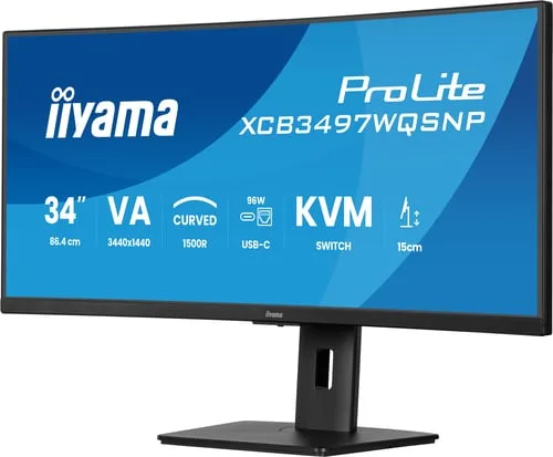 Iiyama XCB3497WQSNP-B1 - 34"CURVE UWQHD 120Hz VA 0,4ms USB-C KVM — vue 2