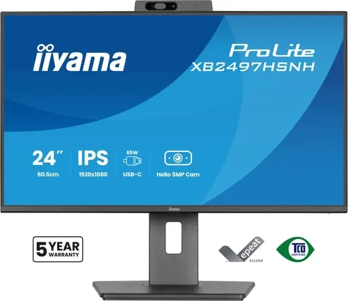 Iiyama Prolite XB2497HSNH-B1 - 23.8" FHD 100Hz RJ45 Pivot Webcam USB-C DOCK 65W — vue 1