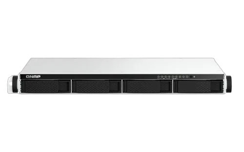 Qnap 1U 4-bay short depth 12" rackmount NAS — vue 1