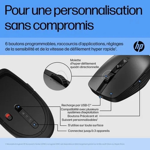 HP 710 RECHBL Silent SLV Bluetooth Mouse — vue 17