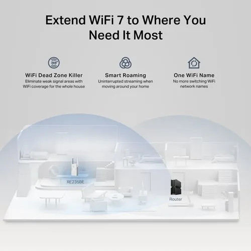TP-Link BE3600 DUAL-BAND WI-FI 7 RANGE — vue 3
