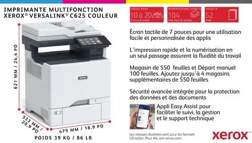 Xerox VERSALINK C625 A4 50PPM DUPLEX — vue 22
