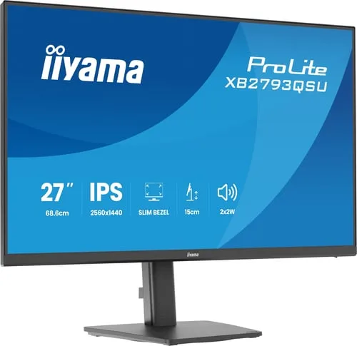 Iiyama Prolite XB2793QSU-B1 - 27" QHD 75Hz IPS 1ms Pivot Adaptive Sync — vue 3