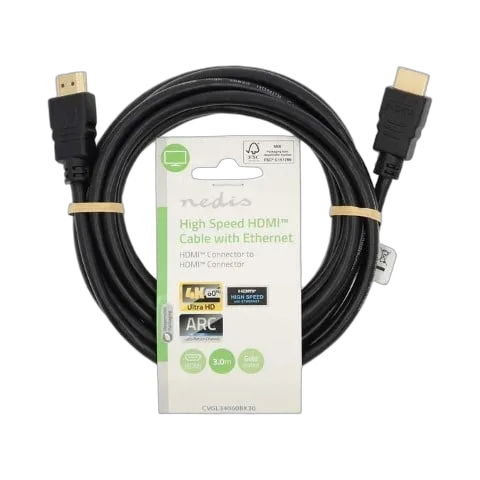Nedis Câble HDMI HighSpeed + Ethernet mâle/mâle - 3m - Noir — vue 1