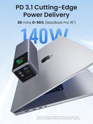 UGREEN PowerBank 3 ports - 25000mAh - 200W - Gris — vue 3