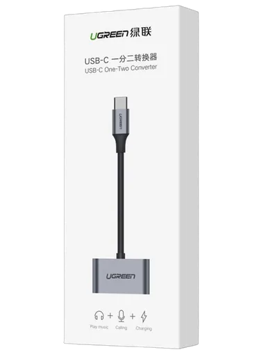 UGREEN Adaptateur 2 en 1 USB-C vers USB-C - 60W - 10cm - Gris — vue 2