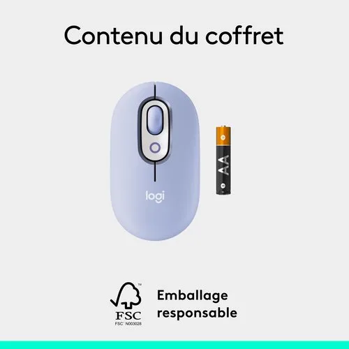 Logitech Pop Mouse - Sans fil - Lilas — vue 12
