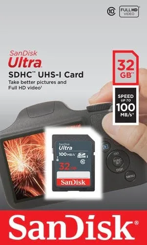 SanDisk Ultra 32GB SDHC Mem Card 100MB/s — vue 3