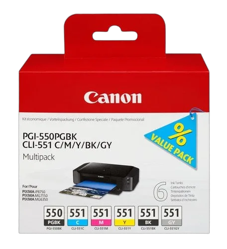 Canon PGI-550/CLI-551PGBK/C/M/Y/BK/GY — vue 1
