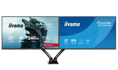 Iiyama 27" FHD 240Hz Fast-IPS G-Sync + 27" FHD 120Hz + Bras double — vue 1