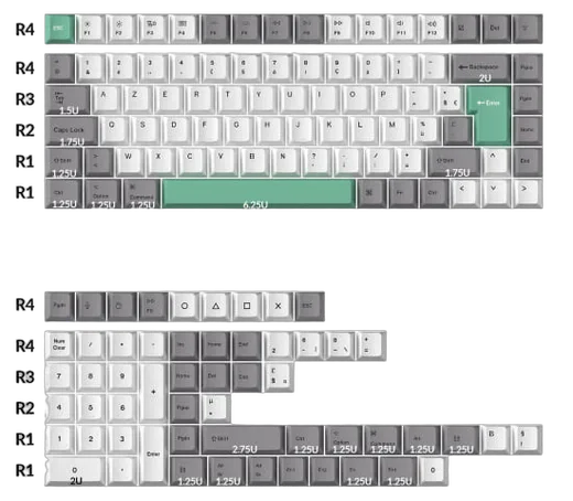 Keychron Set de touches - White Mint - Complet/ISO-FR/PBT — vue 3