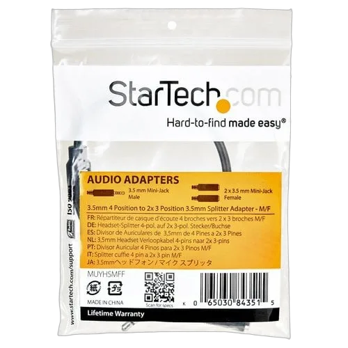 StarTech Headset adapter with headphone/mic plugs — vue 6