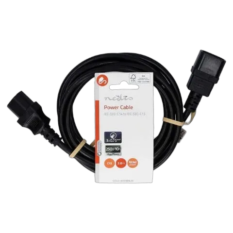 Nedis Rallonge IEC C14 vers IEC C13 - 2m - Noir — vue 1