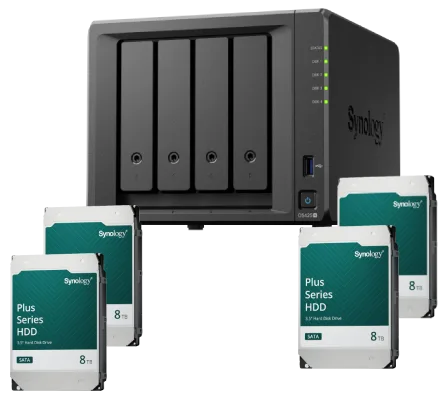 Synology DS425+ - 4 Baies avec 4 disques de 8To SATA III — vue 1