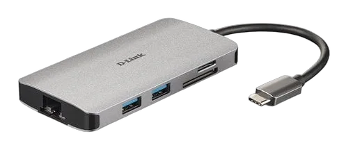 D-Link 8 Ports - USB-C vers HDMI/Eth/USB/USB-C/microSD/SD — vue 1