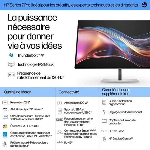 HP 727pu - 27" QHD 120Hz IPS USB-C Thunderbolt 4 — vue 10