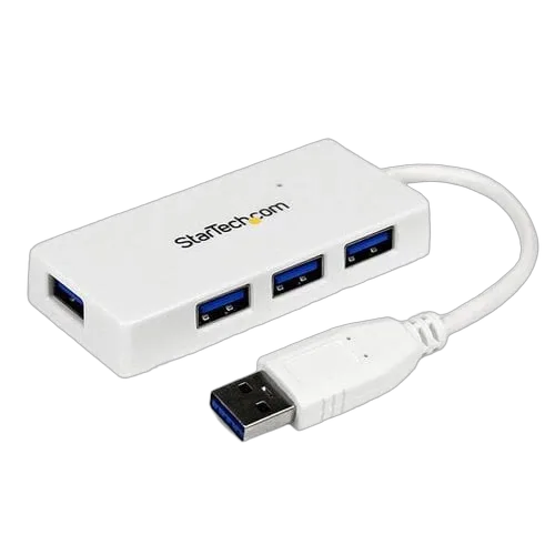 StarTech Portable 4 Port Mini USB 3.0 Hub - White — vue 1