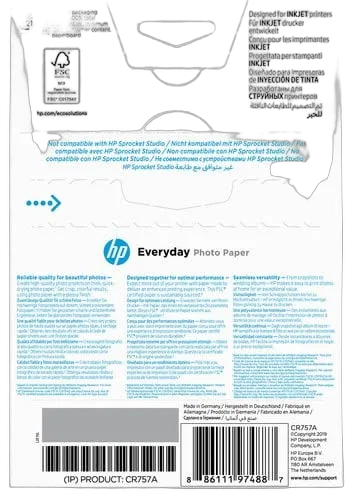 HP Paper/Everyday Glossy Photo 100 10x15 — vue 3